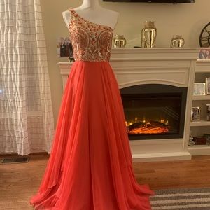 Size 6 Prom Dress. Color is watermelon